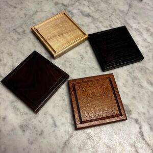 Set of Four Wooden Coasters in Assorted Colors